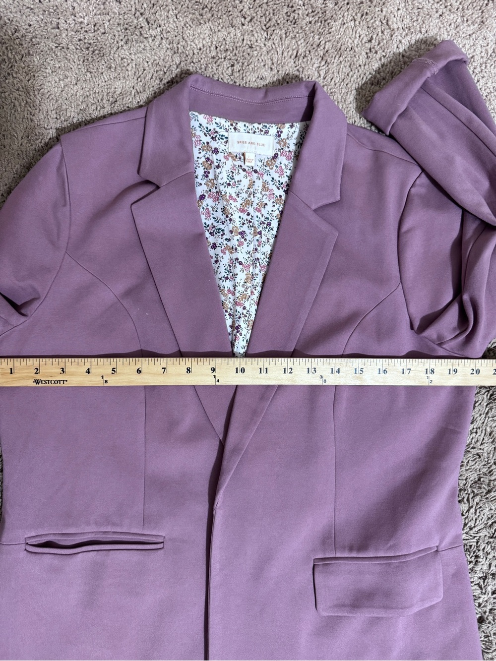 Skies Are Blue Womens Open Knit Blazer Jacket Mauve size L Career Party Classic - Picture 8 of 9